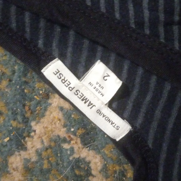 James Perse 100%Cotton Black/Blue Deep V Neck, Back, Tank Dress W/ Ruched Sides - Picture 5 of 11